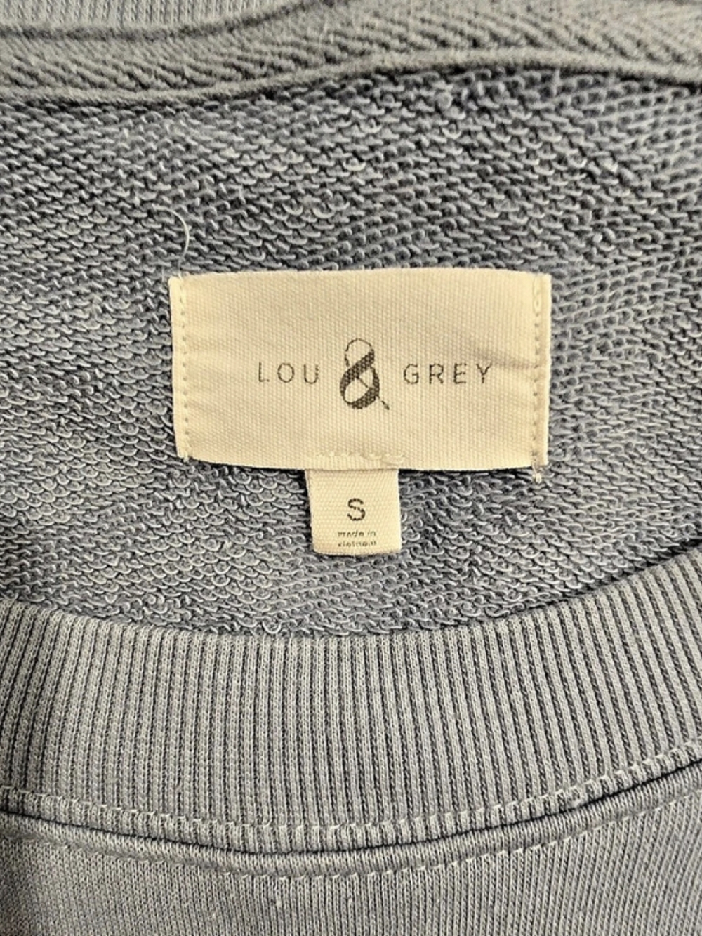 Lou & Grey Weekend Vibes Slate Blue French Terry Raglan Sweatshirt Sl - Picture 3 of 6